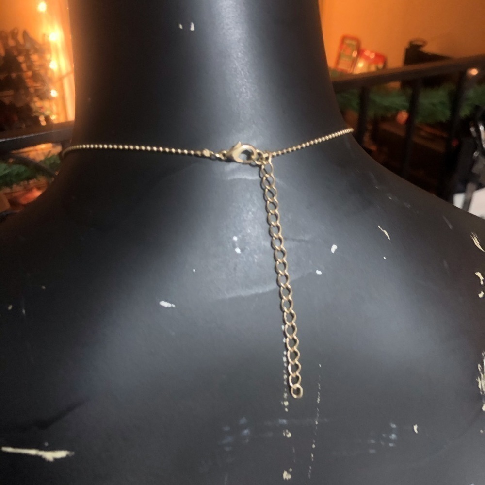 Rhinestone PalmTree Pendant Gold Tone Necklace - Picture 5 of 6